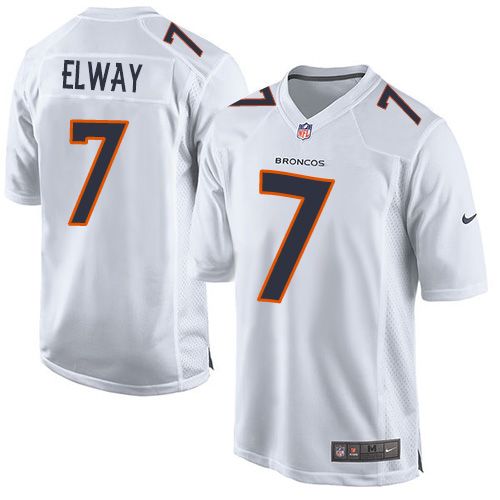 Nike Broncos #7 John Elway White Men's Stitched NFL Game Event Jersey - Click Image to Close